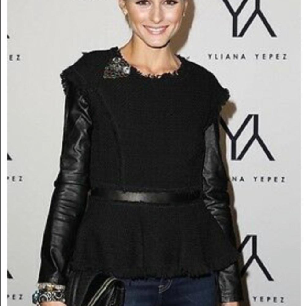 NWT Rebecca Taylor Black Peplum Tweed Top - 8 ASO Olivia Palermo